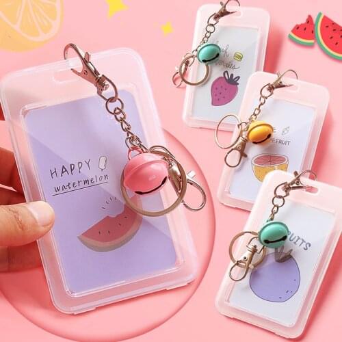 1PC Transparent Bank Office School Business ID Credit Card Holder Fashion Keychain Cute Student Nurse Worker Card Case Bag