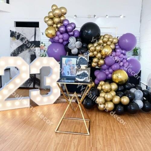 Baby Shower 167pcs Metal Gold Mixed Purple Latex Balloon Garland Arch Kit for Baby1th Birthday Party Decoration Balloon Supplie