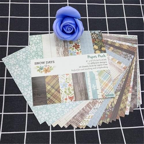 24 Sheets snow days Scrapbooking Pads Paper Origami Art Background Paper Card Making DIY Scrapbook Paper Craft scrapbook