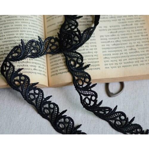 5 Meters 2cm Width Fabric Polyester Venise Lace Black Flower Trim For Sewing Trim Craft