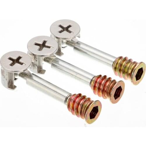 50pcs 3in1 M6*40 Furniture Screw Assembled Pieces Kitchen Cabinet Connectors Hammer Nut