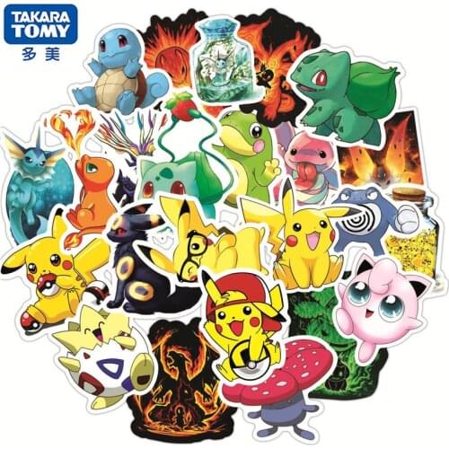 50PCS Cute Cartoons Anime Pokemon Stickers Kawaii Skateboard Guitar Laptop Travel Luggage Car Waterproof Sticker Girl Kids Toys