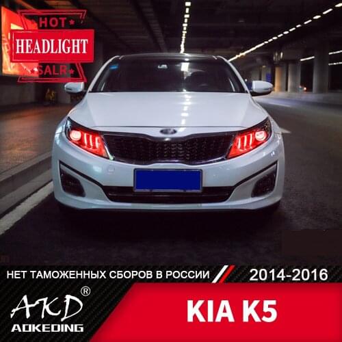 AKD Car Styling Headlights for Car Kia K5 2014-2015 Optima LED Headlight DRL Head Lamp Led Projector Automotive Accessories