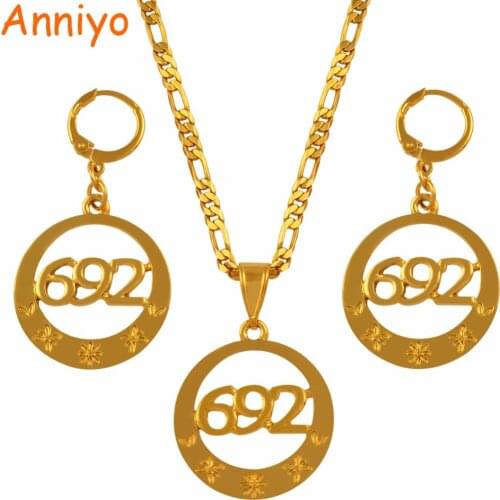 Anniyo Marshall Jewelry sets 692 Pendant Necklaces Earrings for Women Gold Color Jewellery (More Models Check My Store) #120306