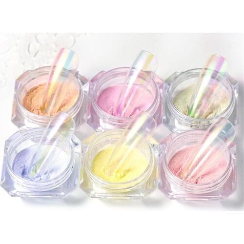 Aurora Transparent Nail Acrylic Powder Dust Glitter Chameleon Pigment Mermaid Mirror Chrome Nail Art Manicure Decoration