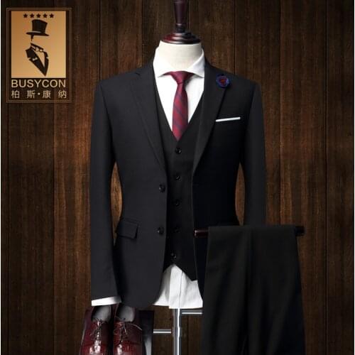 Black Wedding Suits For Men 2016 Latest Coat Designs Herren Anzug Trajes Hombre Formal Bodas Three Piece Suit