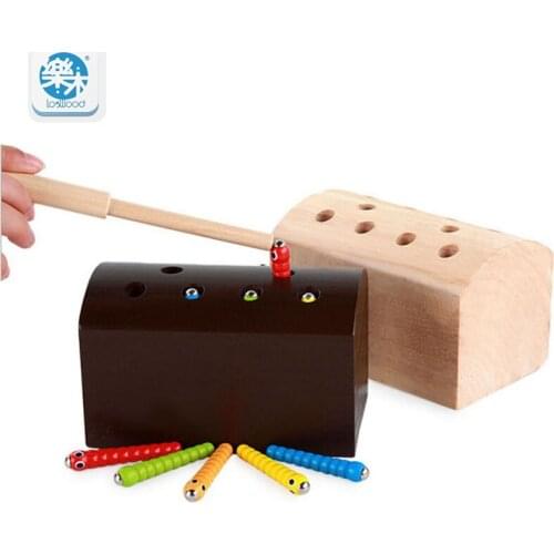 Logwood Wooden Toys catch caterpillar Montessori educational toys Building blocks early learning Gifts