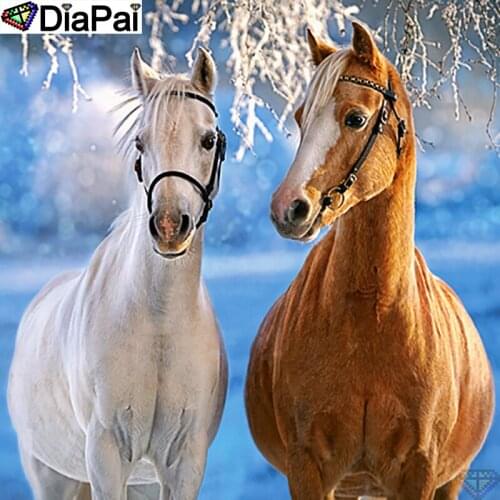 DiaPai 100% Full Square/Round Drill 5D DIY Diamond Painting "Animal horse" Diamond Embroidery Cross Stitch 3D Decor A18888