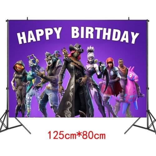Fortnite Battle Royale Game Figure Backdrop Photography Family Kids Birthday Party Photo Background for Table Decor Boys Gift