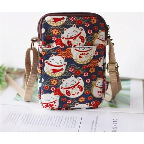 Printing Canvas Shoulder Bag Women Purses and Handbags Mobile Phone Cross Body Bags Hot Sale New Crossbody Purse Teenager Girls