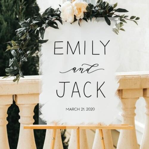 Personalized Acrylic Wedding Welcome Sign, Brushed Back Acrylic Sign,Welcome Sign for Modern Wedding Decor,Custom Party Sign