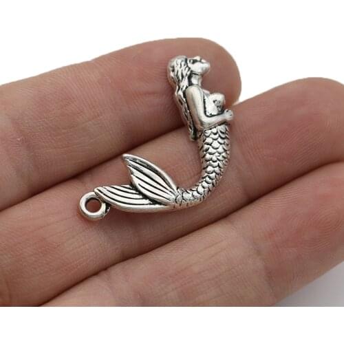 JAKONGO Mermaid Charm Pendants for Jewelry Making Bracelet DIY Accessories 35x18mm 10pcs