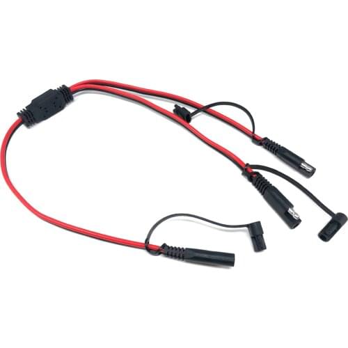 SAE Cable SAE Connector SAE Power Automotive Adapter Cable 1 to 2 SAE Extension Cable with Dust Cover 14AWG 60cm