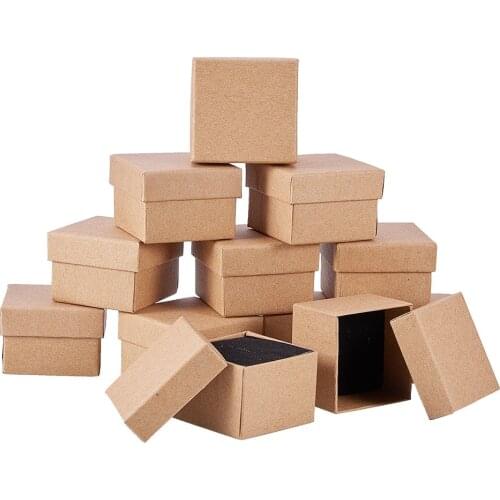 24pcs Cardboard Jewelry Boxes Rectangle Square Gift Box with Sponge Inside for Packaging Ring Necklace