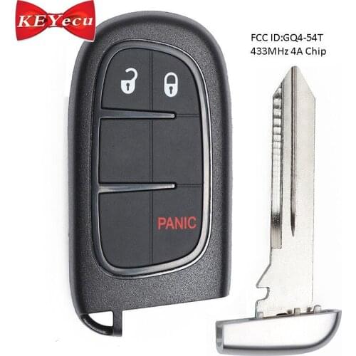 KEYECU for Jeep Cherokee 2014 2015 2016 2017 2018 2019 Remote Key Fob 433MHz 4A Chip FCC GQ4-54T
