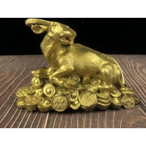 China brass gold money cow wealth crafts statue