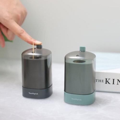 Creative Fashion Decoration Toothpick Holder Pop-up Automatic Push Dispenser Toothpick Box Jar Portable Plastic Home Restaurant