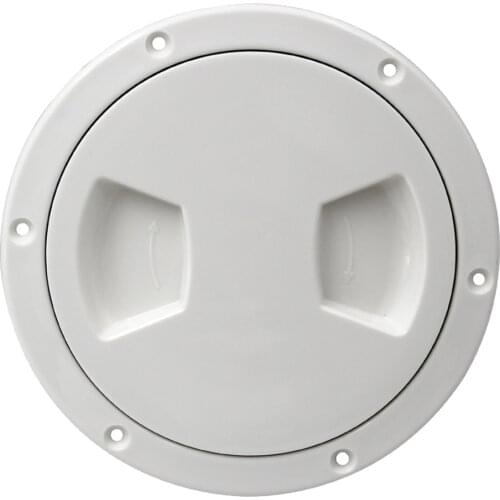RV Boat Round Non Slip Inspection Hatch Marine Deck Plate Access, Plastic, White, 5-1/2 Inch