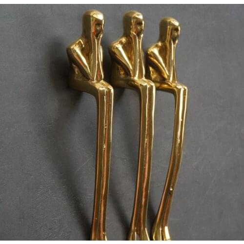 Brass abstract statuette drawer cabinet door bookcase wine cabinet handle