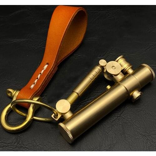 Handmade brass kerosene lighter. Heavy trench Retro mechanical cigarette lighter. Colletction