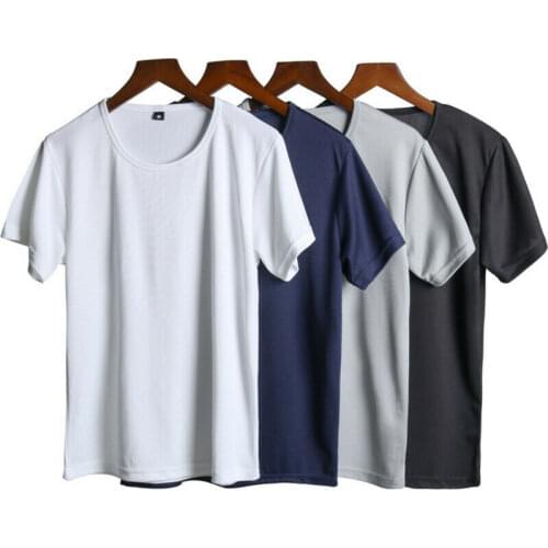 Men Gym Sports Quick-dry T-shirts Fitness Bodybuilding T Shirt Summer Short Sleeve O Neck Solid Color Basic Tee Top