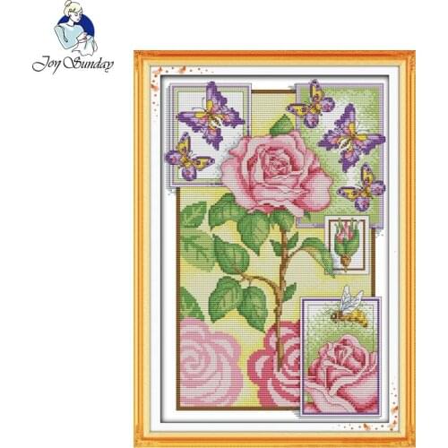 Joy Sunday Butterfly Over Flowers Cross Stitch Cross-stitch Birds And Flowers Kits For Floss Embroidery Needlework Cross-stitch