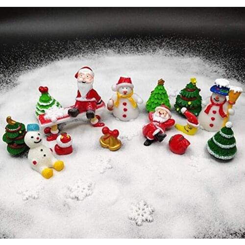 26pcs Christmas Style Miniature Ornament Kits for DIY Fairy Garden Dollhouse Home Decoration White Sand Santa Christmas Trees