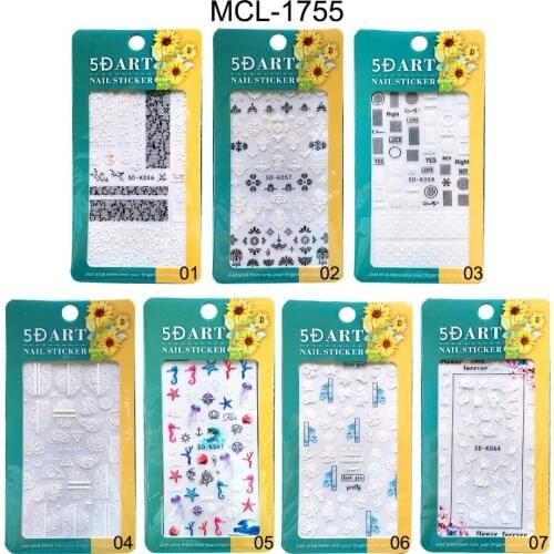 30 Sheets White 5D Nail Stickers Flower Lace Gel Decals Japanese Acrylic Engraved Sliders Embossed Manicure Art Decorations Tip