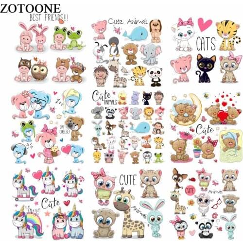 ZOTOONE Iron on Cute Animal Patches for Kids Clothes DIY T-shirt Applique Heat Transfer Vinyl Cat Dog Unicorn Patch Stickers