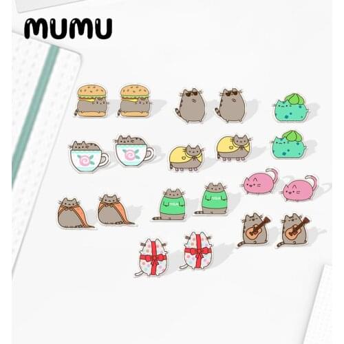 2020 New Cute Grey Cat Earring Funny Cats Acrylic Earring Stud Earrings Epoxy Jewelry Gifts Girl