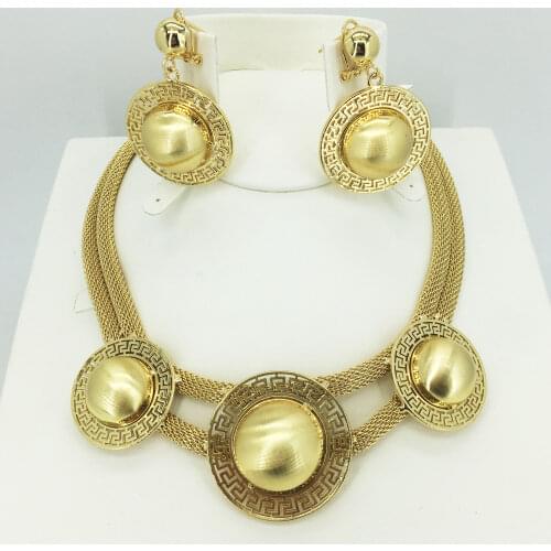 New Wholesale Gorgeous African The beads Jewelry Sets Gold Color Necklace Set Wedding Fashion Dubai Jewelry for women