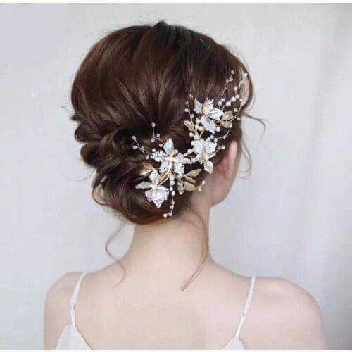 Wholesale Flower Duckbill Clip Faux Pearl Hairpin Exquisite Vintage Side Clip Wedding Headdress Hair Accessories for Girls NOV99