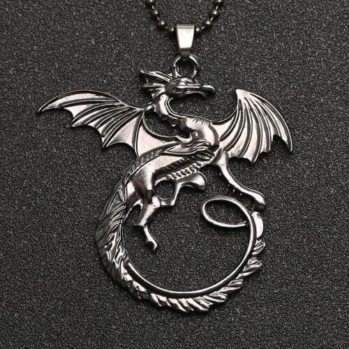 Dragon Necklace Song Of Ice And Fire Desolation Of Smaug Pendant Punk Gothic Amulet New Game Movie Jewelry Men Women Wholesale