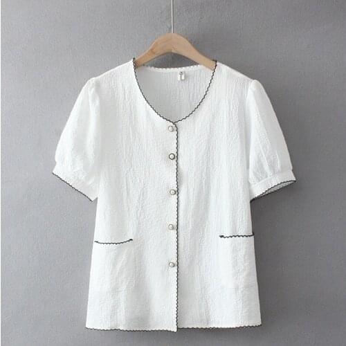 Plus Size V-neck Elegant Tops Women White Black A-line Blouse Simple Officewear Summer Blusas