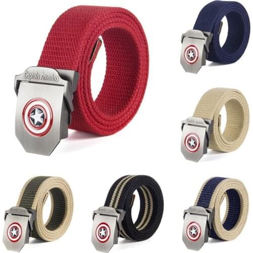 Disney Marvel Captain America Thicken Canvas belt Men Military Tactical belt Women fashion woven belt Outdoor casual waistband
