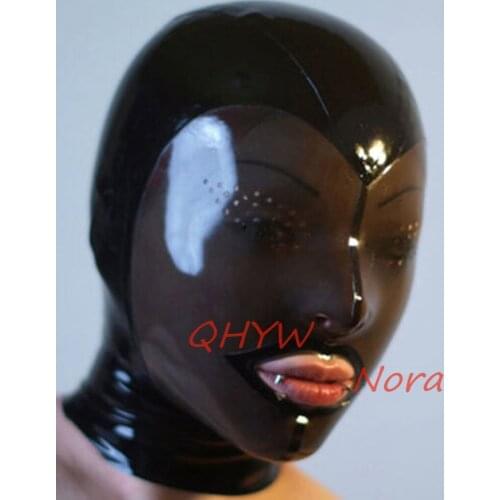 Sexy Handmade Latex Face Mask for Female Exotic Latex Full Breath Hoods Mask Eyes Small Holes Cekc Lingerie Uniform