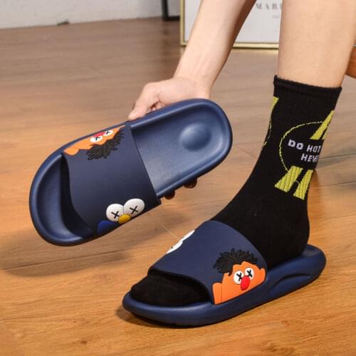 Streetwear Casual Men Fashion Slides Dark Blue Soft Comfortable Men Slippers Cartoon Flip Flops Slippers Men zapatillas de casa