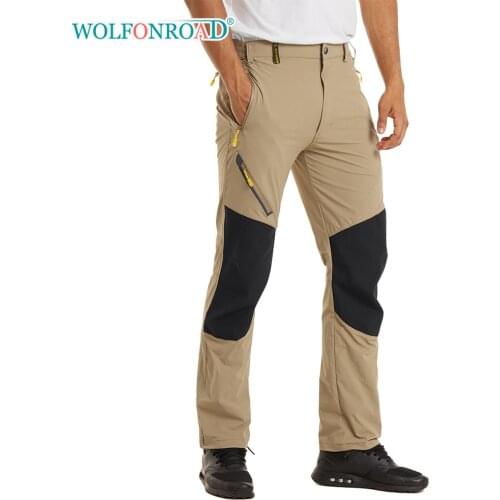 WOLFONROAD With 4 Zip Pockets Mens Lightweight Quick Drying Hiking Pants Waterproof Outdoor Sports Nylon Pants Trousers Man