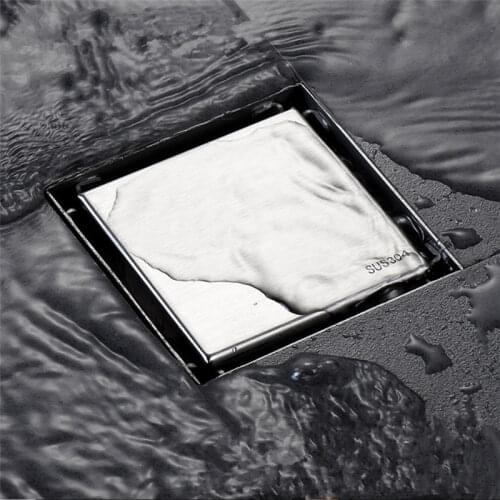 LIUYUE Floor Drain Brushed Nickel Stainless Steel Square Floor Drain Waste Grates Bathroom Invisible Shower Drain 100 x 100 MM