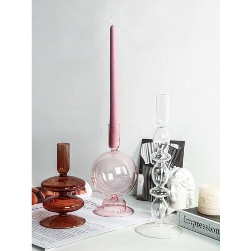 Glass Gift Candle Holder Colourful Wedding Nordic Candle Holder Centerpiece Nordic Bougeoir En Verre Wedding Accessories DL60ZT