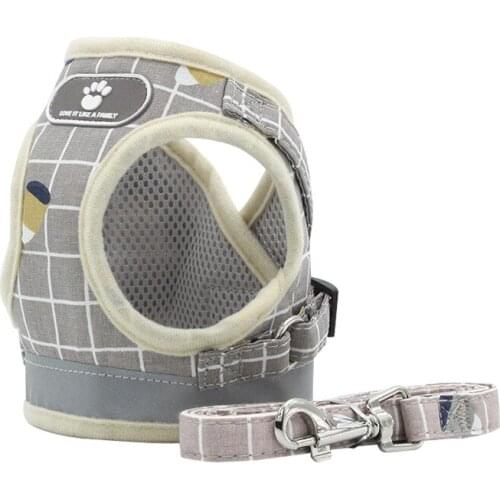 Pet Dog Breathable Mesh Harness And Leash Set Reflective Outdoor Walking The Dog Harness PC714