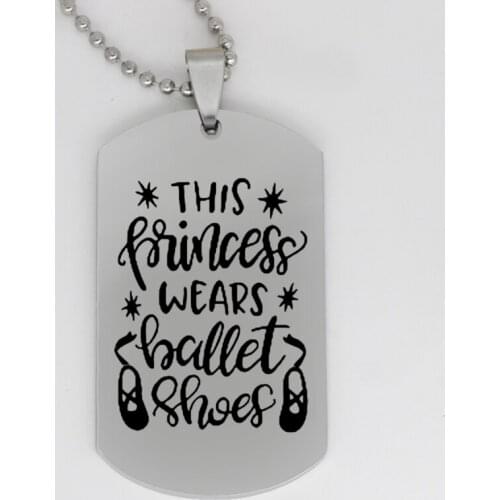 Ufine jewelry girl gift pendant army card this princess wears ballet shoes stainless steel customed necklace N4250