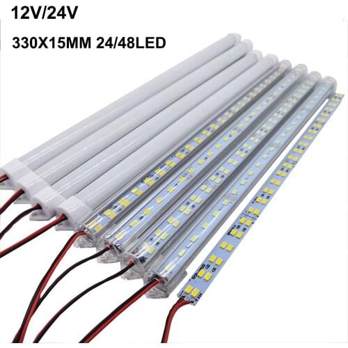 1-5pcs 33CM DC 12/24V SMD 5730 5630 LED Hard Rigid Strip Bar Light Aluminium shell +pc cover LED Bar Light 5730