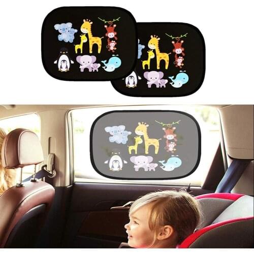 2Pcs Car Window Sunshade Cartoon Patterned Side Car Sunshade Protect Baby Sun Visor Foldable Car Cover for Baby in Car Curtain