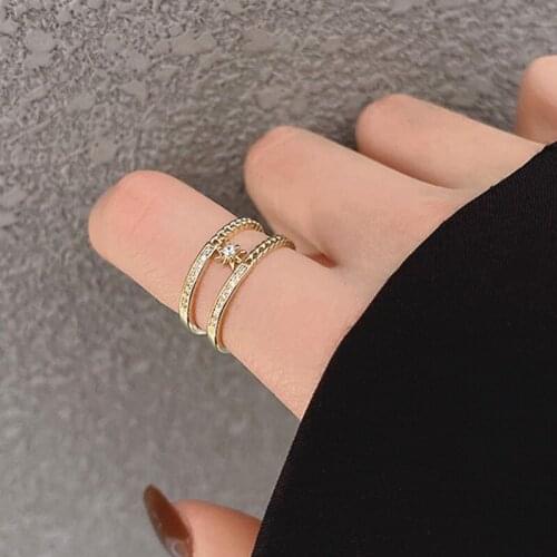 2021 Fashion Simple Design Anillos Vintage Double-layer Opening Star Ring Joint Rings Set for Women Jewelry Korean Index Finger