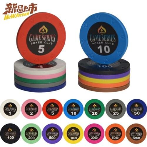 25 PCS/LOT Poker Chips 14g Casino Crown Poker Chip Sets Entertainment Black Jack Monte Carlo Clay Metal Diamond monochrome