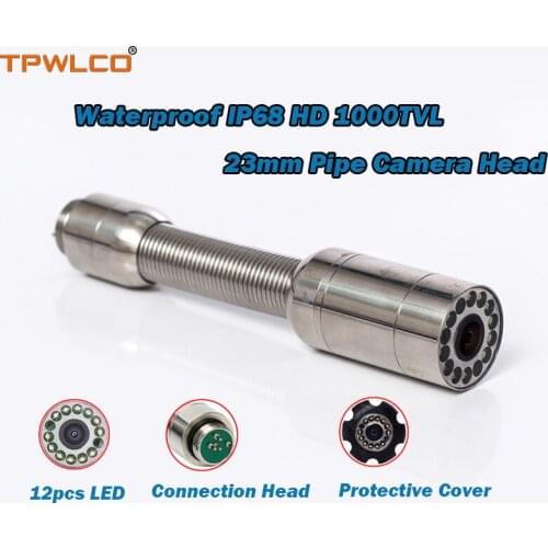 720P 23mm stainless steel Drain CCTV Camera Head With 12pcs LED Lights Used For Drain Pipe Inspection Camera System