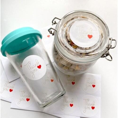 80pcs/pack thank you Sticker big Sticker Bronzing DIY Decoration Stickers with red heart