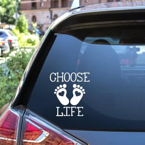 Black/Silver Personalized Pro Life Decal Choose Life Footprints Desige Abortion Tumbler Decal Window Sticker Gift S031