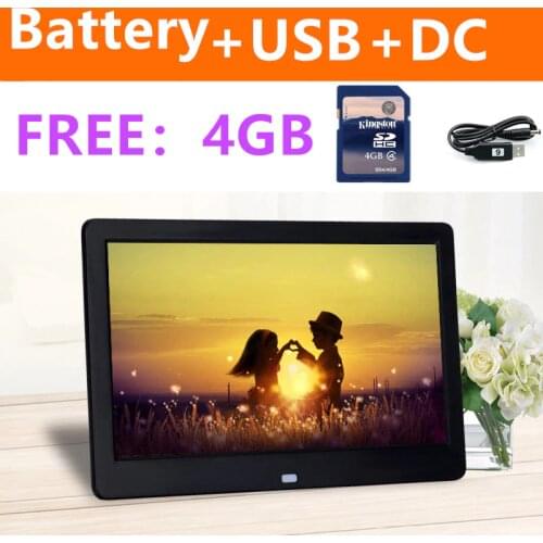 Battery 10 inch Screen LED Backlight HD1024*600 Digital Photo Frame Electronic Album Picture Music Movie Full Function Good Gift